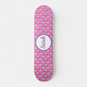 Rainbow Unicorn Muster Personalisierter Name Skateboard