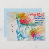 Rainbow Unicorn neue Adresse Postkarte Wir bewegen (Vorne/Hinten)