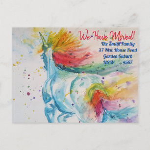 Rainbow Unicorn neue Adresse Postkarte Wir bewegen