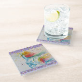 Rainbow Unicorn Niedlich Girls Lila Pansy Unterset Glasuntersetzer (Schrägansicht)