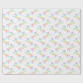 Rainbow Unicorn Niedlich Girly Birthday Party Patt Geschenkpapier (Flach)