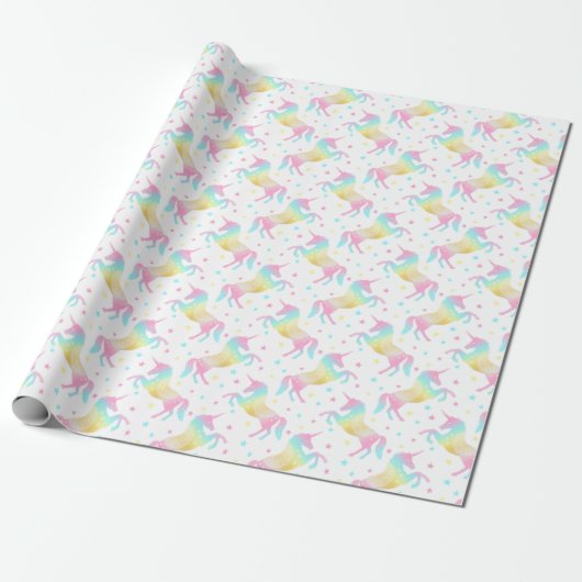 Rainbow Unicorn Niedlich Girly Birthday Party Patt Geschenkpapier (Ungerollt)