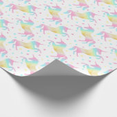Rainbow Unicorn Niedlich Girly Birthday Party Patt Geschenkpapier (Ecke)