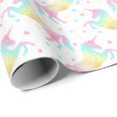 Rainbow Unicorn Niedlich Girly Birthday Party Patt Geschenkpapier (Rolleneckpunkt)