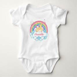 Rainbow Unicorn Niedlich Personalisiert Girls Baby Baby Strampler