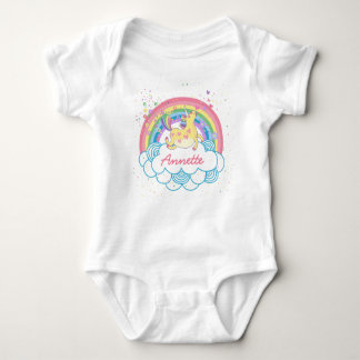 Rainbow Unicorn Niedlich Personalisiert Girls Baby Baby Strampler