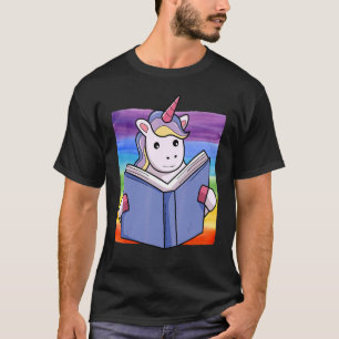 Rainbow Unicorn Niedliche Einhornwand Lesend ein B T-Shirt