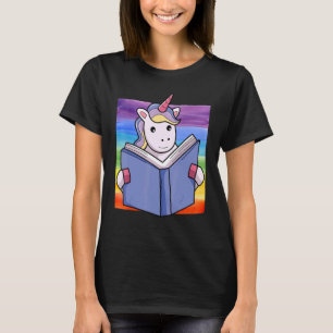 Rainbow Unicorn Niedliche Einhornwand Lesend ein B T-Shirt