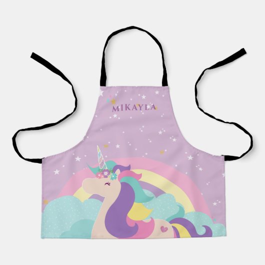 Rainbow Unicorn Niedliche Personalisierte Kinder S Schürze (Vorderseite)