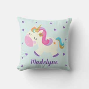 Rainbow Unicorn Niedlicher Personalisierter Name A Kissen