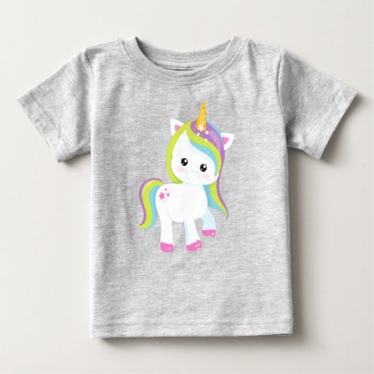 Rainbow Unicorn, Niedliches Einhorn, Magic Unicorn Baby T-shirt (Vorderseite)