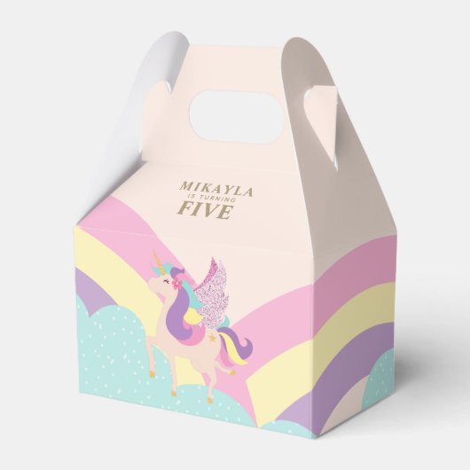 Rainbow Unicorn Niedliches Personalisiertes Gable Geschenkschachtel (Vorderseite)