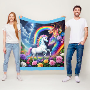 Rainbow Unicorn One Fleecedecke