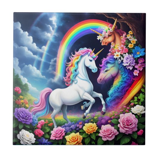 Rainbow Unicorn One Fliese (Vorderseite)