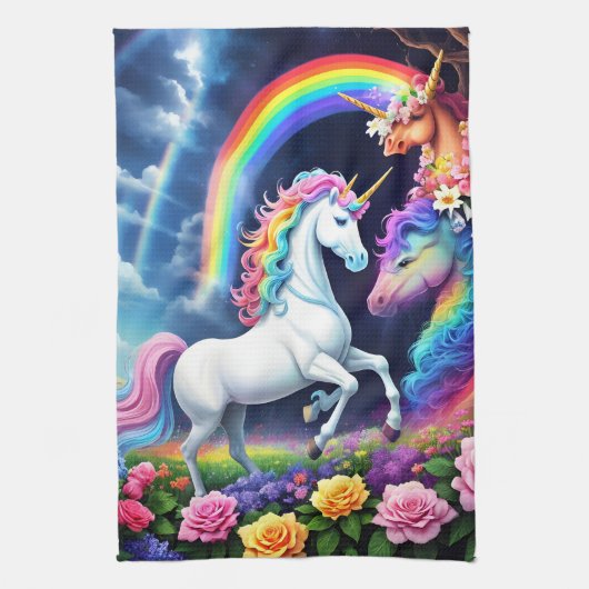 Rainbow Unicorn One Geschirrtuch (Vertikal)