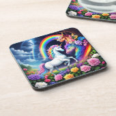 Rainbow Unicorn One Getränkeuntersetzer (Linke Seite)