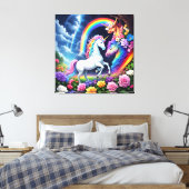 Rainbow Unicorn One Leinwanddruck (Insitu (Schlafzimmer))