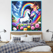 Rainbow Unicorn One Leinwanddruck (Insitu (Schlafzimmer))
