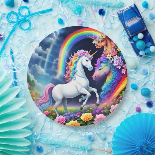 Rainbow Unicorn One Pappteller (Party)