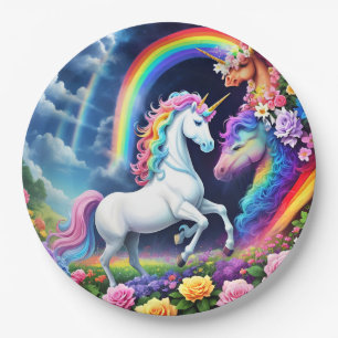 Rainbow Unicorn One Pappteller