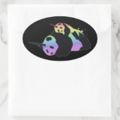 Rainbow Unicorn Pandas Magic Sparkle Cuddle Ovaler Aufkleber (Tasche)