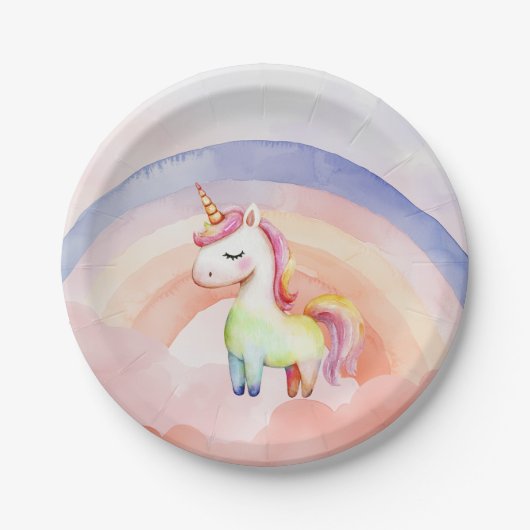 Rainbow Unicorn Paper Plate Pappteller (Vorderseite)