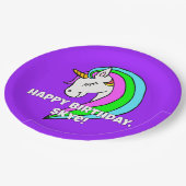 Rainbow Unicorn Pappteller (Schrägansicht)
