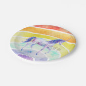 Rainbow Unicorn Pappteller (Schrägansicht)