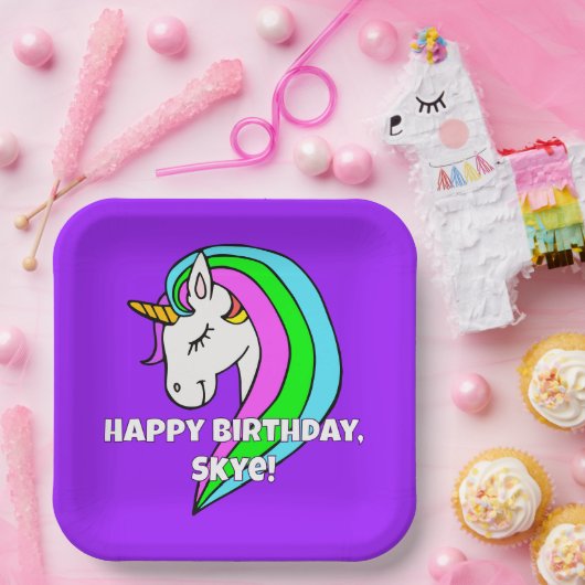 Rainbow Unicorn Pappteller (Party)