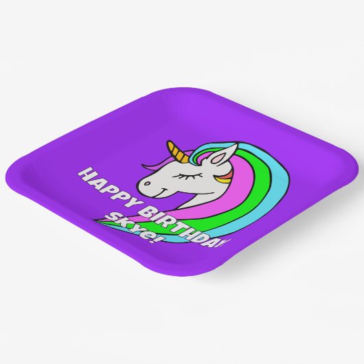 Rainbow Unicorn Pappteller (Gewinkelt)