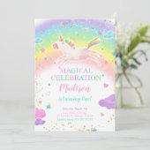 Rainbow Unicorn-Party Einladung (Stehend Vorderseite)