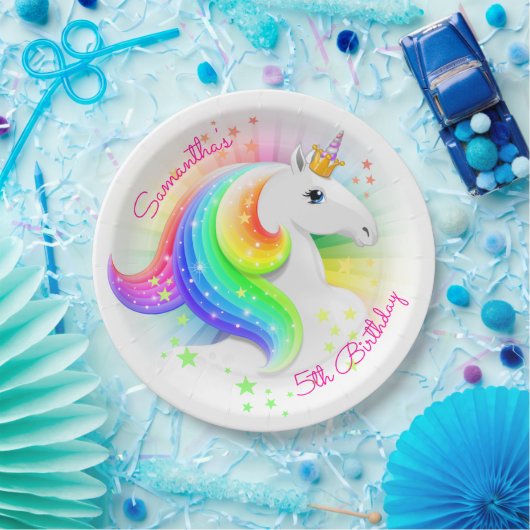 Rainbow Unicorn-Party Pappteller (Party)