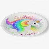 Rainbow Unicorn-Party Pappteller (Schrägansicht)