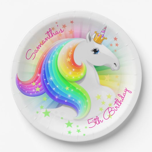 Rainbow Unicorn-Party Pappteller (Vorderseite)