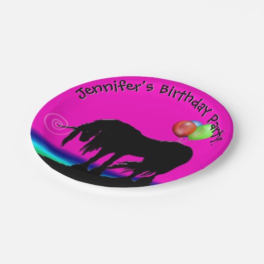 Rainbow Unicorn-Party Pappteller (Schrägansicht)