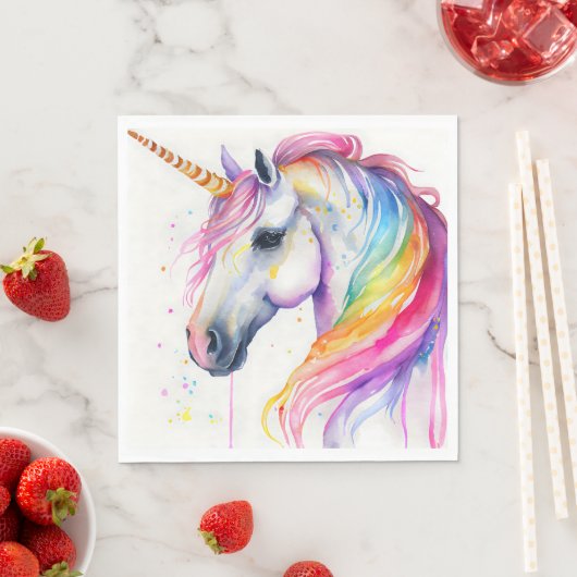 Rainbow Unicorn Party Plate Wasserfarbdesign Serviette (Beispiel)