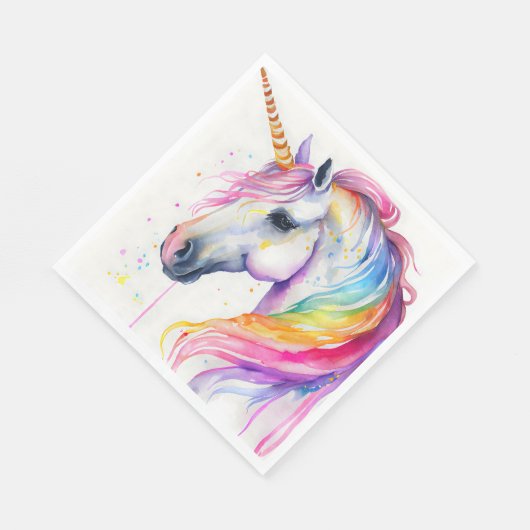 Rainbow Unicorn Party Plate Wasserfarbdesign Serviette (Ecke)