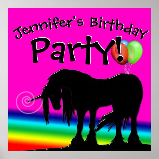Rainbow Unicorn-Party Poster (Vorne)