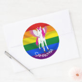 Rainbow Unicorn Party Theme Runder Aufkleber (Umschlag)