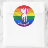Rainbow Unicorn Party Theme Runder Aufkleber (Tasche)
