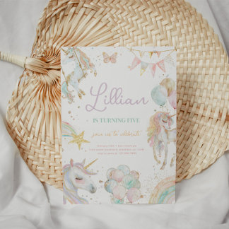 Rainbow Unicorn Pastel Geburtstag Einladung