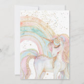 Rainbow Unicorn Pastel Geburtstag Einladung (Rückseite)