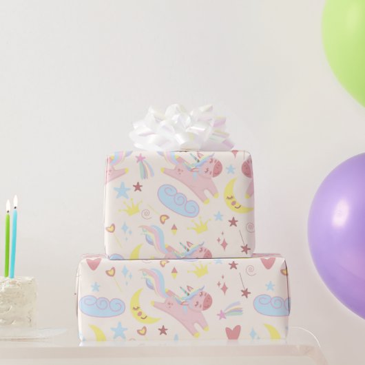 Rainbow Unicorn Pastel Niedlich fröhlich Geschenkpapier (Partygeschenke)