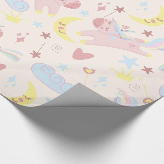 Rainbow Unicorn Pastel Niedlich fröhlich Geschenkpapier (Ecke)