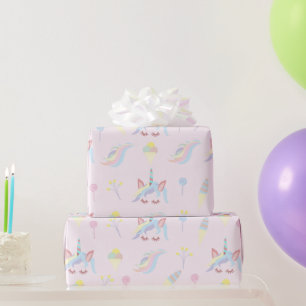 Rainbow Unicorn Pastel Niedlich Geschenkpapier