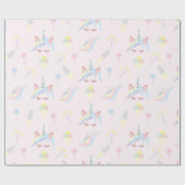 Rainbow Unicorn Pastel Niedlich Geschenkpapier (Flach)