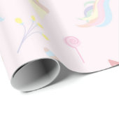Rainbow Unicorn Pastel Niedlich Geschenkpapier (Rolleneckpunkt)