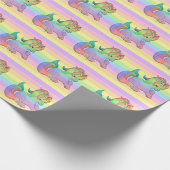Rainbow Unicorn Pastel Streifen Geschenkpapier (Ecke)