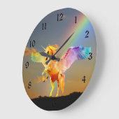 Rainbow unicorn pegasus große wanduhr (Winkel)