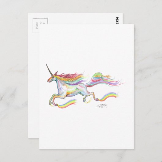 Rainbow Unicorn Pegasus Pferdepony Niedlich Postkarte (Vorne/Hinten)